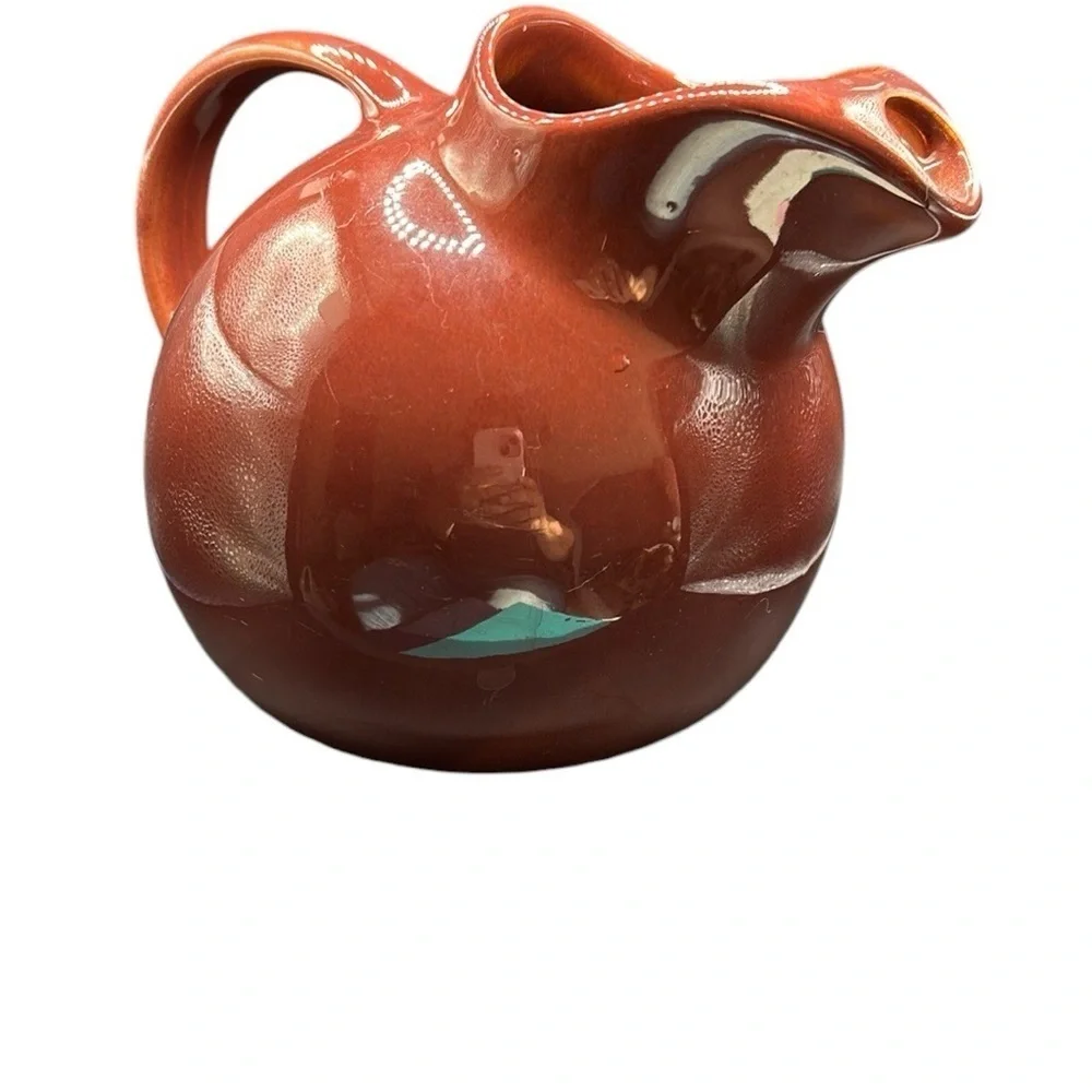 Vintage Pitcher Franciscan Tilt Ball 1930s Pottery Brown Farmhouse 48oz